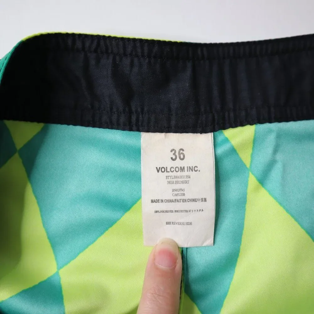 Volcom Board Shorts 36 Blue Green Diamond Back Pocket Stretch Swim Trunks Bright - Picture 5 of 8